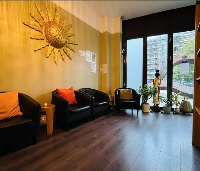 Reception and waiting area inside Thai London Therapy Marylebone on Rossmore Road